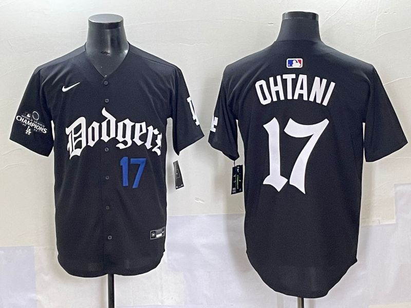Men 2025 Los Angeles Dodgers #17 Ohtani Black Seventh generation Joint Name Nike MLB Jersey style 7